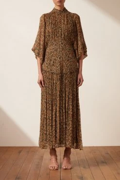 Shona Joy PALOMA BUTTON UP RUCHED MIDI DRESS DRESSES