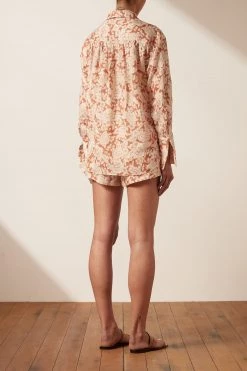 Shona Joy TOPS FLOR LINEN LONG SLEEVE BUTTON UP SHIRT