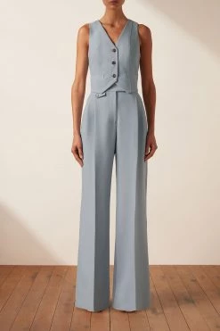 Shona Joy BEST SELLERS IRENA TAILORED FITTED VEST - CHALK BLUE
