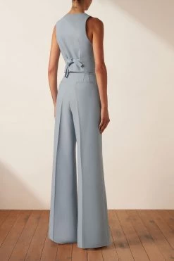 Shona Joy BEST SELLERS IRENA TAILORED FITTED VEST - CHALK BLUE