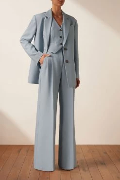Shona Joy IRENA OVERSIZED TAILORED BLAZER - CHALK BLUE