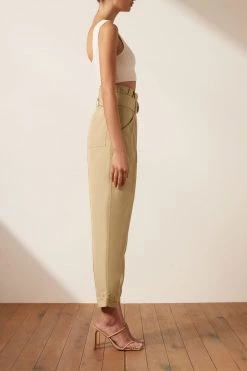 Shona Joy SHORTS & PANTS MATILDA LINEN UTILITY PAPERBAG PANT - WHEAT