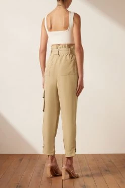 Shona Joy SHORTS & PANTS MATILDA LINEN UTILITY PAPERBAG PANT - WHEAT