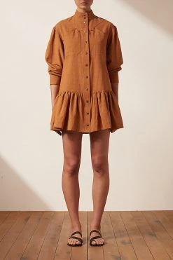Shona Joy PRISCILA HIGH NECK UTILITY MINI DRESS - TURMERIC 15 Shona Joy PRISCILA HIGH NECK UTILITY MINI DRESS - TURMERIC