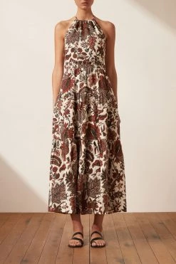 Shona Joy CATALINA HALTER OPEN BACK MIDI DRESS