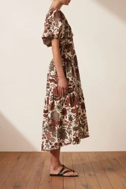 Shona Joy CATALINA PLUNGED SHORT SLEEVE MIDI DRESS BEST SELLERS