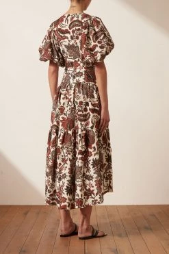 Shona Joy CATALINA PLUNGED SHORT SLEEVE MIDI DRESS BEST SELLERS