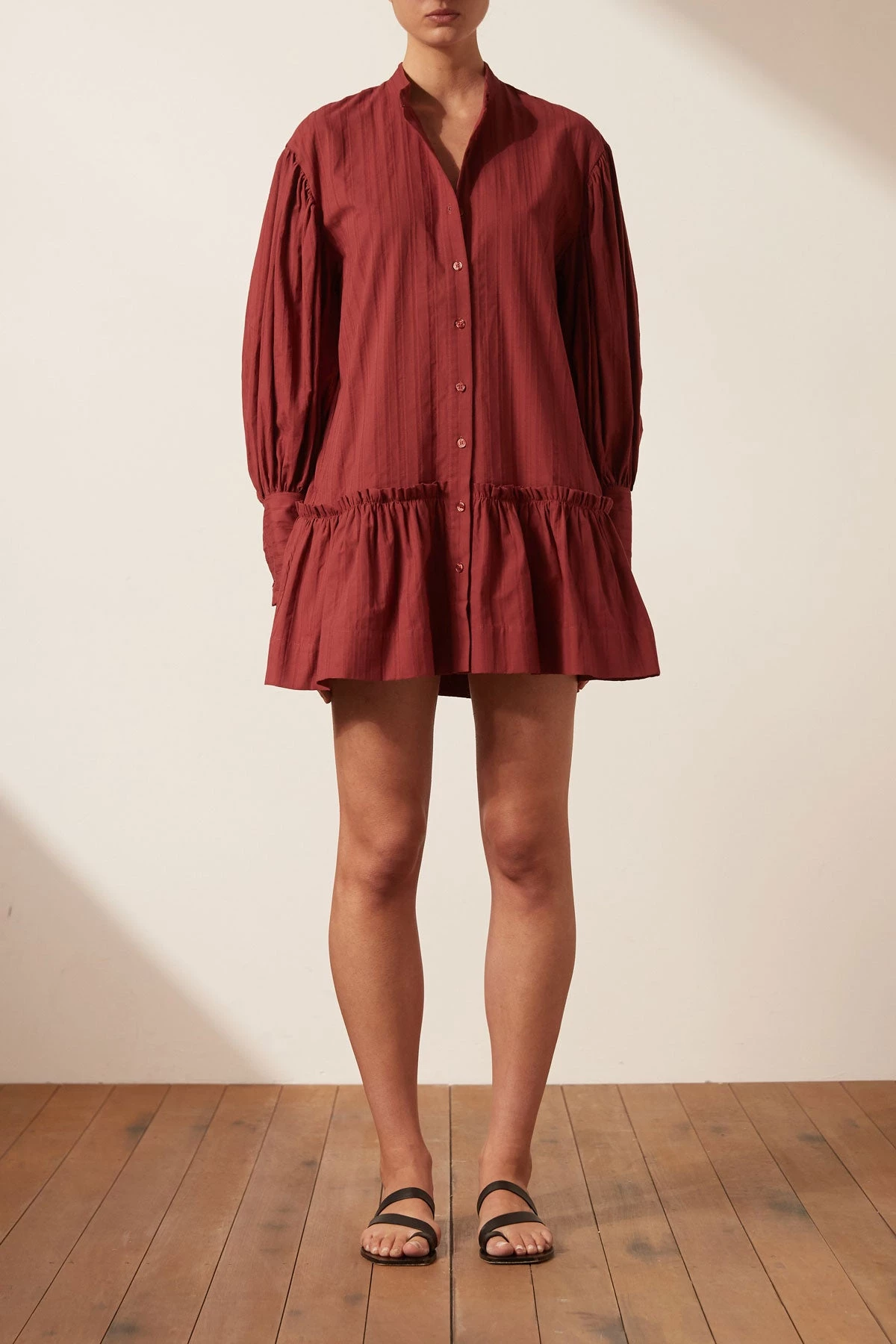 Shona Joy ELLA BALLOON SLEEVE SHIRT MINI DRESS - SANGRIA DRESSES 6 Shona Joy ELLA BALLOON SLEEVE SHIRT MINI DRESS - SANGRIA DRESSES