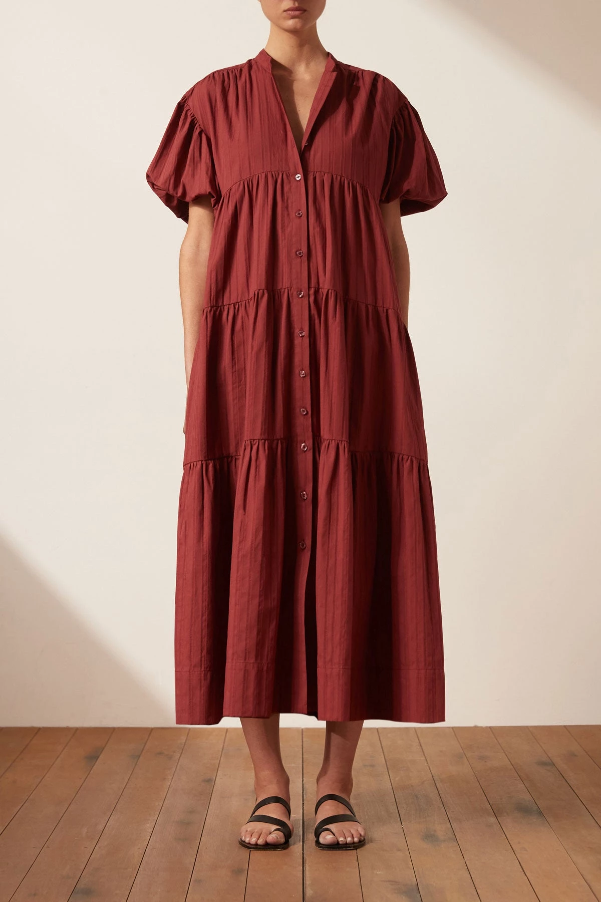Shona Joy ELLA SHORT SLEEVE SHIRT MIDI DRESS - SANGRIA DRESSES 2 Shona Joy ELLA SHORT SLEEVE SHIRT MIDI DRESS - SANGRIA DRESSES
