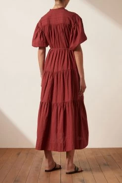 Shona Joy ELLA SHORT SLEEVE SHIRT MIDI DRESS - SANGRIA DRESSES 10 Shona Joy ELLA SHORT SLEEVE SHIRT MIDI DRESS - SANGRIA DRESSES