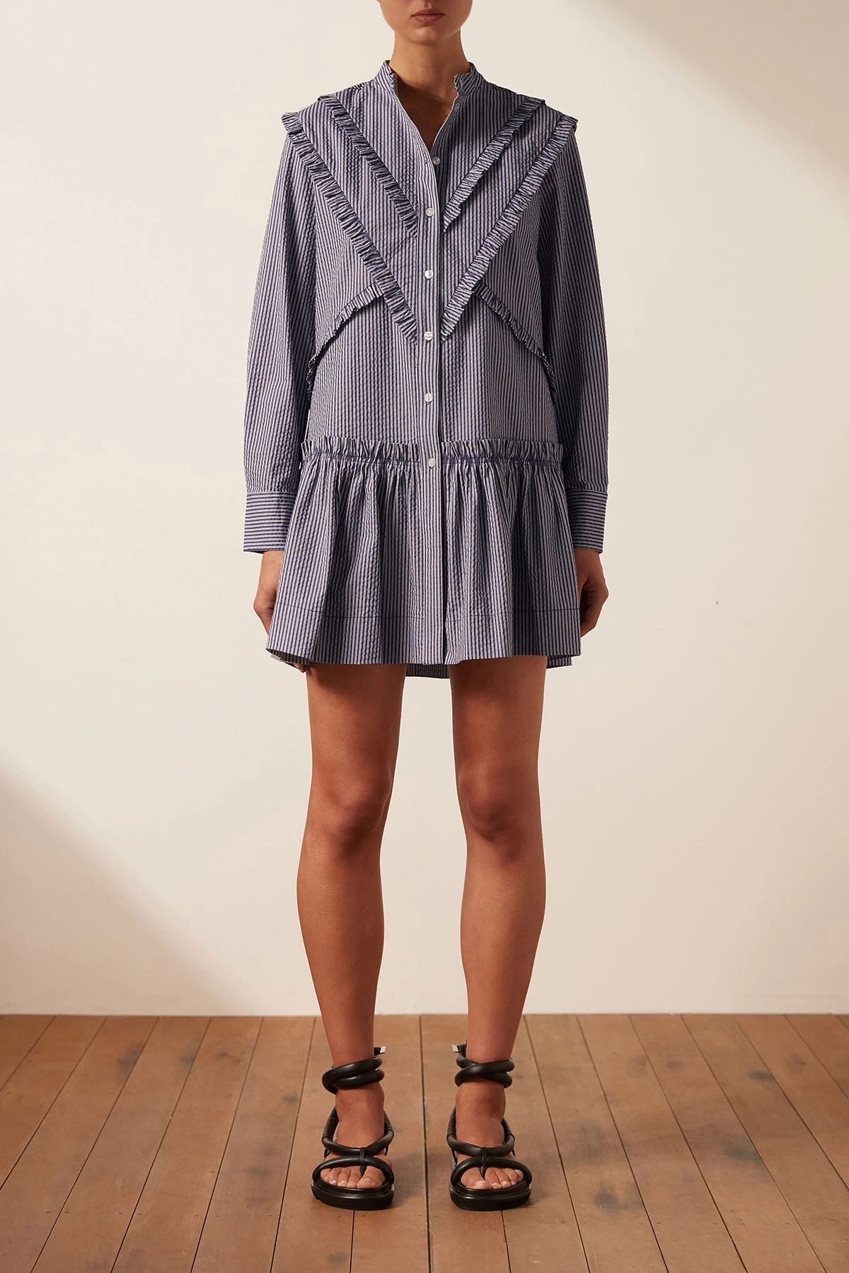 Shona Joy GRETA CHEVRON FRILL MINI DRESS 6 Shona Joy GRETA CHEVRON FRILL MINI DRESS