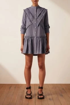 Shona Joy GRETA CHEVRON FRILL MINI DRESS