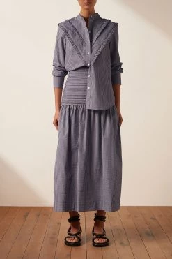 Shona Joy GRETA CHEVRON FRILL SHIRT TOPS