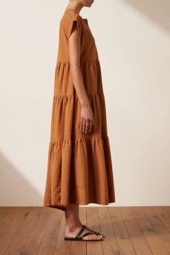 Shona Joy PRISCILA SHORT SLEEVE TIERED UTILITY MIDI DRESS - TURMERIC 8 Shona Joy PRISCILA SHORT SLEEVE TIERED UTILITY MIDI DRESS - TURMERIC