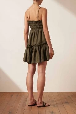 Shona Joy BRUNA LINEN SHIRRED TIERED MINI DRESS - FOREST DRESSES 9 Shona Joy BRUNA LINEN SHIRRED TIERED MINI DRESS - FOREST DRESSES