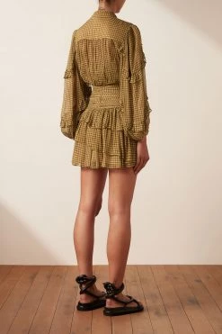Shona Joy ELEONORA RUCHED FRILL MINI DRESS DRESSES