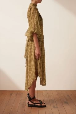 Shona Joy ELEONORA LONG SLEEVE OPEN BACK MIDI DRESS