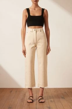 Shona Joy BEST SELLERS SIERRA STRAIGHT LEG JEAN - CREAM