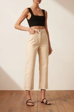 Shona Joy BEST SELLERS SIERRA STRAIGHT LEG JEAN - CREAM