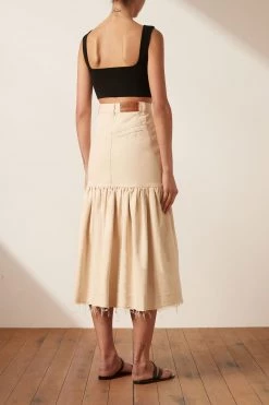 Shona Joy SIERRA FIT AND FLARE MIDI SKIRT - CREAM SKIRTS