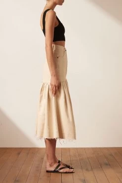 Shona Joy SIERRA FIT AND FLARE MIDI SKIRT - CREAM SKIRTS