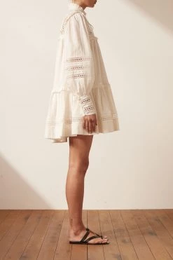 Shona Joy LUCIA BALLOON SLEEVE FRILL MINI DRESS - IVORY DRESSES 11 Shona Joy LUCIA BALLOON SLEEVE FRILL MINI DRESS - IVORY DRESSES