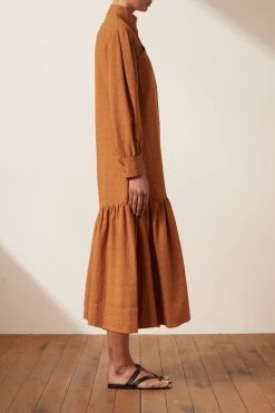 Shona Joy DRESSES PRISCILA HIGH NECK UTILITY MIDI DRESS - TURMERIC 9 Shona Joy DRESSES PRISCILA HIGH NECK UTILITY MIDI DRESS - TURMERIC