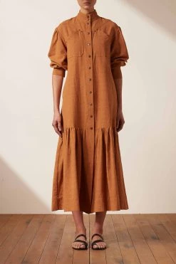 Shona Joy DRESSES PRISCILA HIGH NECK UTILITY MIDI DRESS - TURMERIC 11 Shona Joy DRESSES PRISCILA HIGH NECK UTILITY MIDI DRESS - TURMERIC
