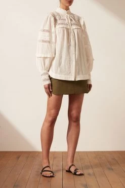 Shona Joy BEST SELLERS LUCIA BALLOON SLEEVE FRILL SHIRT - IVORY 9 Shona Joy BEST SELLERS LUCIA BALLOON SLEEVE FRILL SHIRT - IVORY