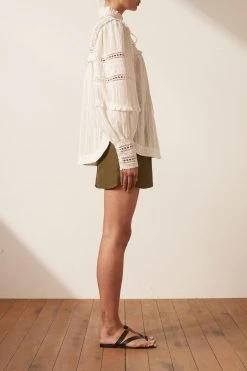 Shona Joy BEST SELLERS LUCIA BALLOON SLEEVE FRILL SHIRT - IVORY 10 Shona Joy BEST SELLERS LUCIA BALLOON SLEEVE FRILL SHIRT - IVORY