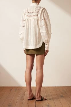 Shona Joy BEST SELLERS LUCIA BALLOON SLEEVE FRILL SHIRT - IVORY 11 Shona Joy BEST SELLERS LUCIA BALLOON SLEEVE FRILL SHIRT - IVORY