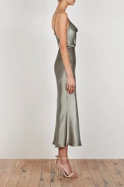Shona Joy LA LUNE BIAS COWL MIDI DRESS - SAGE