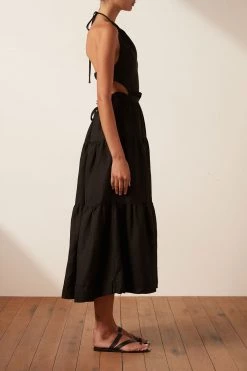 Shona Joy RUBI LINEN BACKLESS MIDI DRESS - BLACK 9 Shona Joy RUBI LINEN BACKLESS MIDI DRESS - BLACK