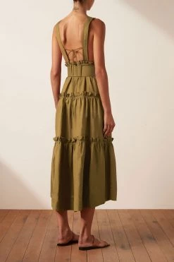 Shona Joy DRESSES RUBI LINEN TIERED MIDI DRESS - CUMIN