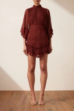 Shona Joy DRESSES SAFIRA LONG SLEEVE MINI DRESS - SANGRIA