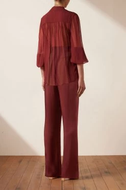 Shona Joy BEST SELLERS SAFIRA BUTTON UP BLOUSE - SANGRIA