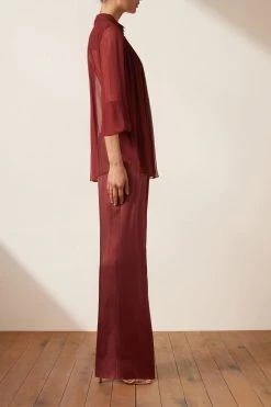 Shona Joy BEST SELLERS SAFIRA BUTTON UP BLOUSE - SANGRIA