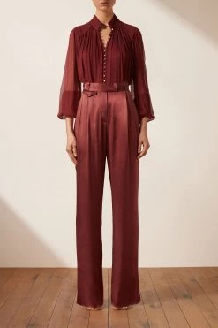 Shona Joy BEST SELLERS SAFIRA BUTTON UP BLOUSE - SANGRIA