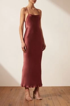 Shona Joy DRESSES THALIA COWL BACK BIAS MIDI DRESS - SANGRIA