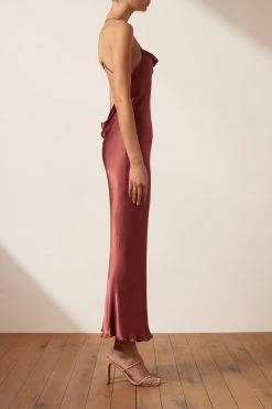 Shona Joy DRESSES THALIA COWL BACK BIAS MIDI DRESS - SANGRIA