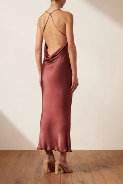 Shona Joy DRESSES THALIA COWL BACK BIAS MIDI DRESS - SANGRIA