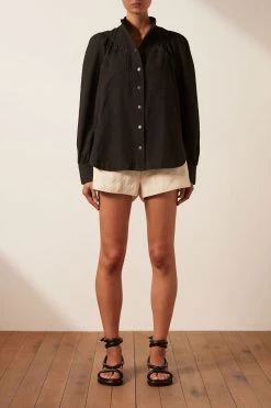 Shona Joy PRISCILA HIGH NECK UTILITY SHIRT - COAL TOPS