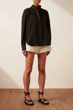 Shona Joy PRISCILA HIGH NECK UTILITY SHIRT - COAL TOPS