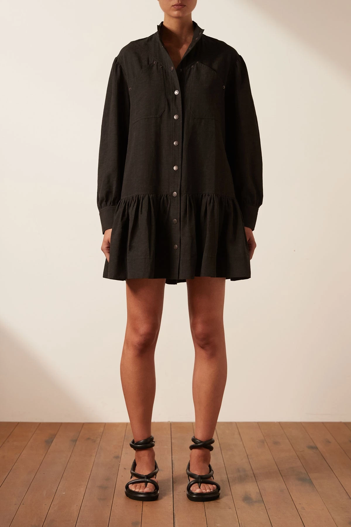 Shona Joy PRISCILA HIGH NECK UTILITY MINI DRESS - COAL 3 Shona Joy PRISCILA HIGH NECK UTILITY MINI DRESS - COAL