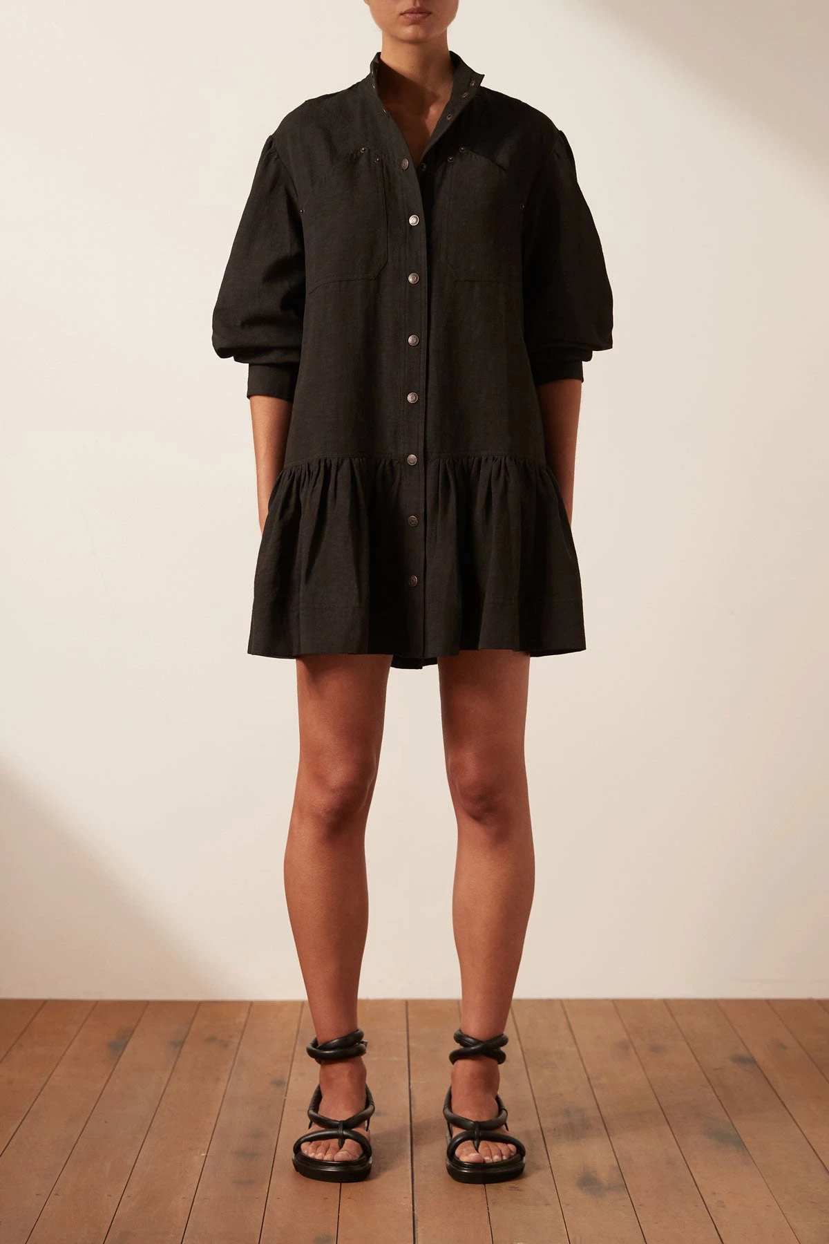 Shona Joy PRISCILA HIGH NECK UTILITY MINI DRESS - COAL 7 Shona Joy PRISCILA HIGH NECK UTILITY MINI DRESS - COAL