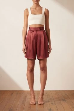 Shona Joy THALIA HIGH WAISTED TAILORED SHORT - SANGRIA