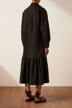 Shona Joy PRISCILA HIGH NECK UTILITY MIDI DRESS - COAL