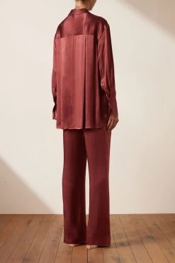 Shona Joy TOPS THALIA TUXEDO SHIRT - SANGRIA 11 Shona Joy TOPS THALIA TUXEDO SHIRT - SANGRIA