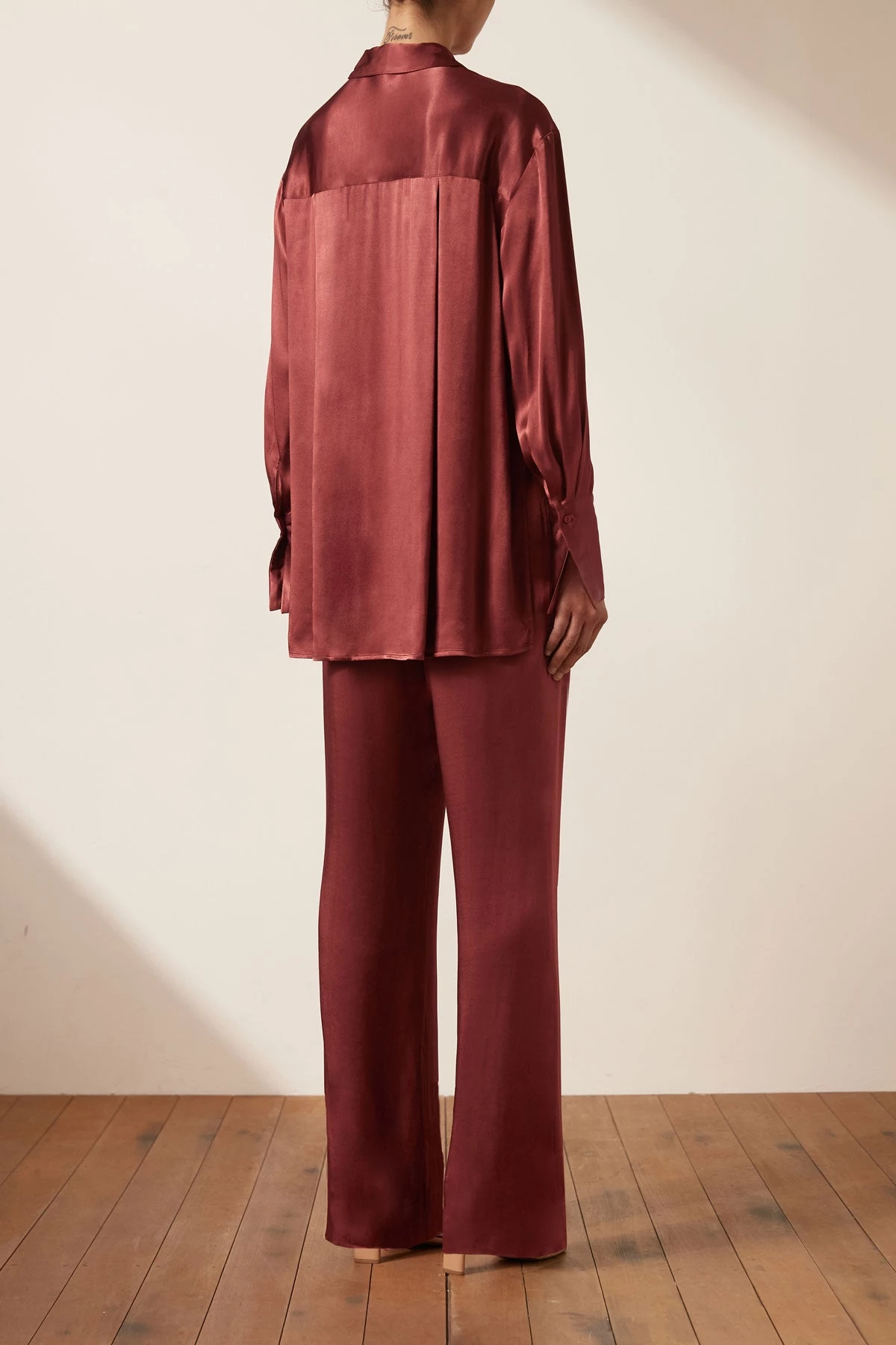 Shona Joy TOPS THALIA TUXEDO SHIRT - SANGRIA 6 Shona Joy TOPS THALIA TUXEDO SHIRT - SANGRIA