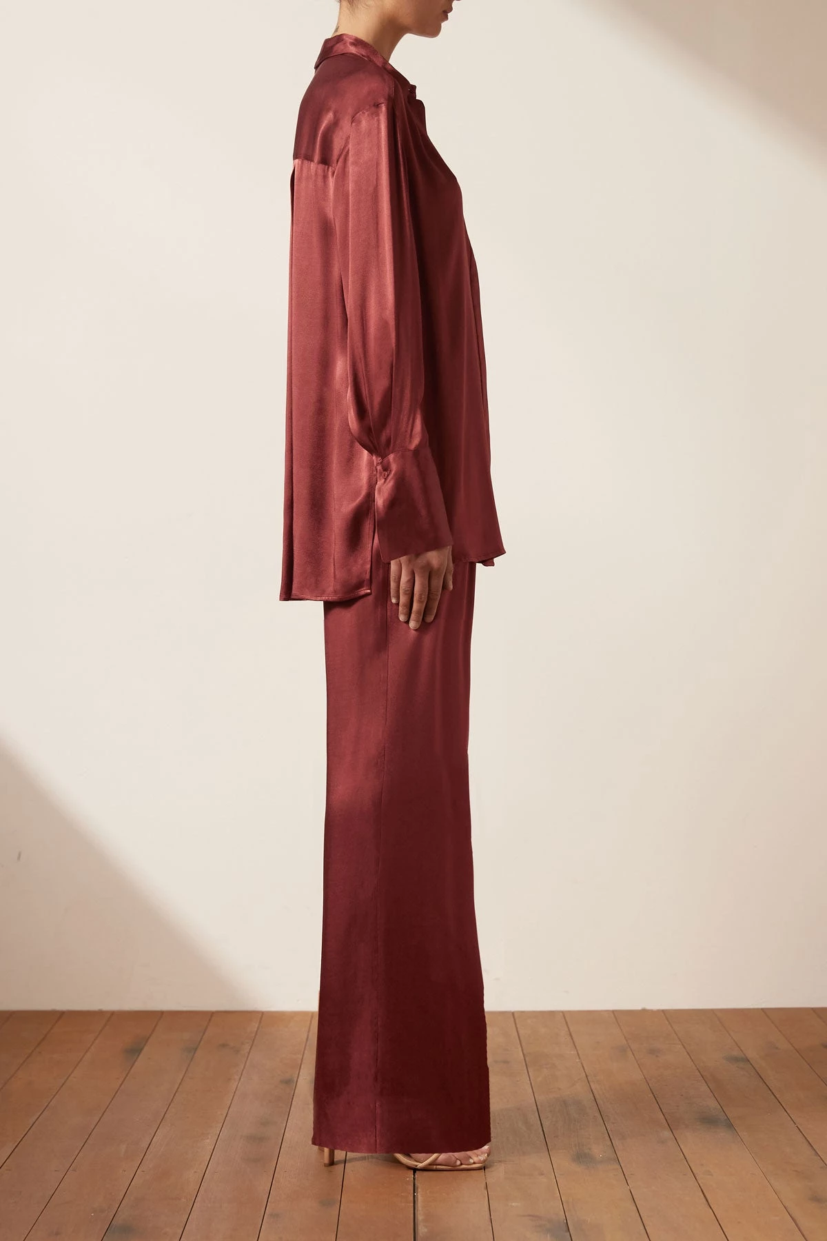 Shona Joy TOPS THALIA TUXEDO SHIRT - SANGRIA 5 Shona Joy TOPS THALIA TUXEDO SHIRT - SANGRIA